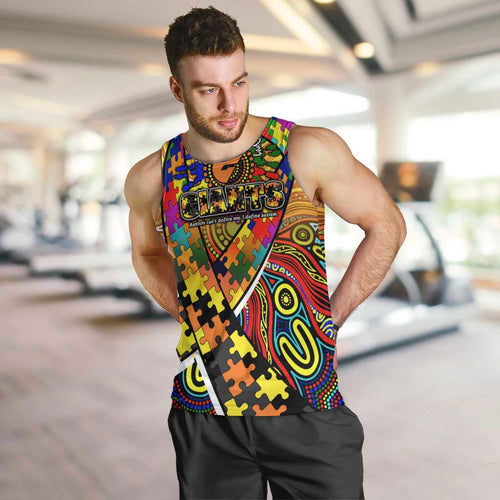 Autism Awareness Australia GWS Giants Men Tank Top Aboriginal Indigenous Art