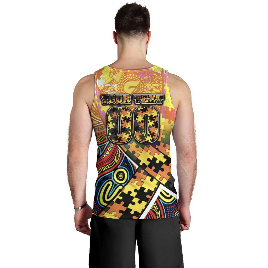 Autism Awareness Australia GWS Giants Men Tank Top Aboriginal Indigenous Art