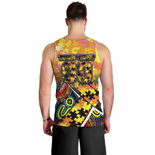 Autism Awareness Australia GWS Giants Men Tank Top Aboriginal Indigenous Art