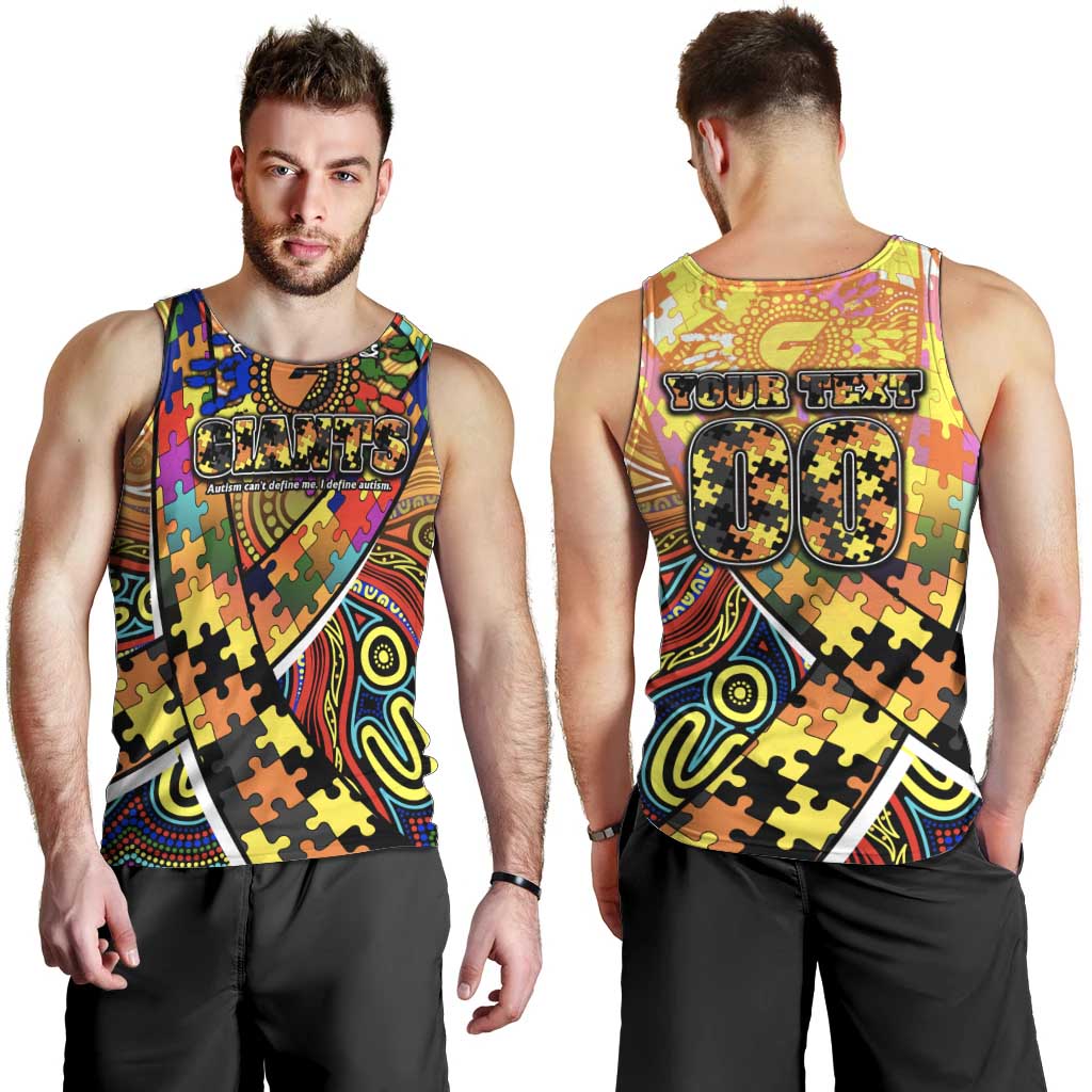Autism Awareness Australia GWS Giants Men Tank Top Aboriginal Indigenous Art