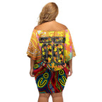 Autism Awareness Australia GWS Giants Off Shoulder Short Dress Aboriginal Indigenous Art