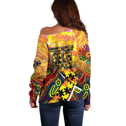 Autism Awareness Australia GWS Giants Off Shoulder Sweater Aboriginal Indigenous Art