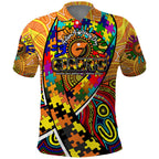 Autism Awareness Australia GWS Giants Polo Shirt Aboriginal Indigenous Art