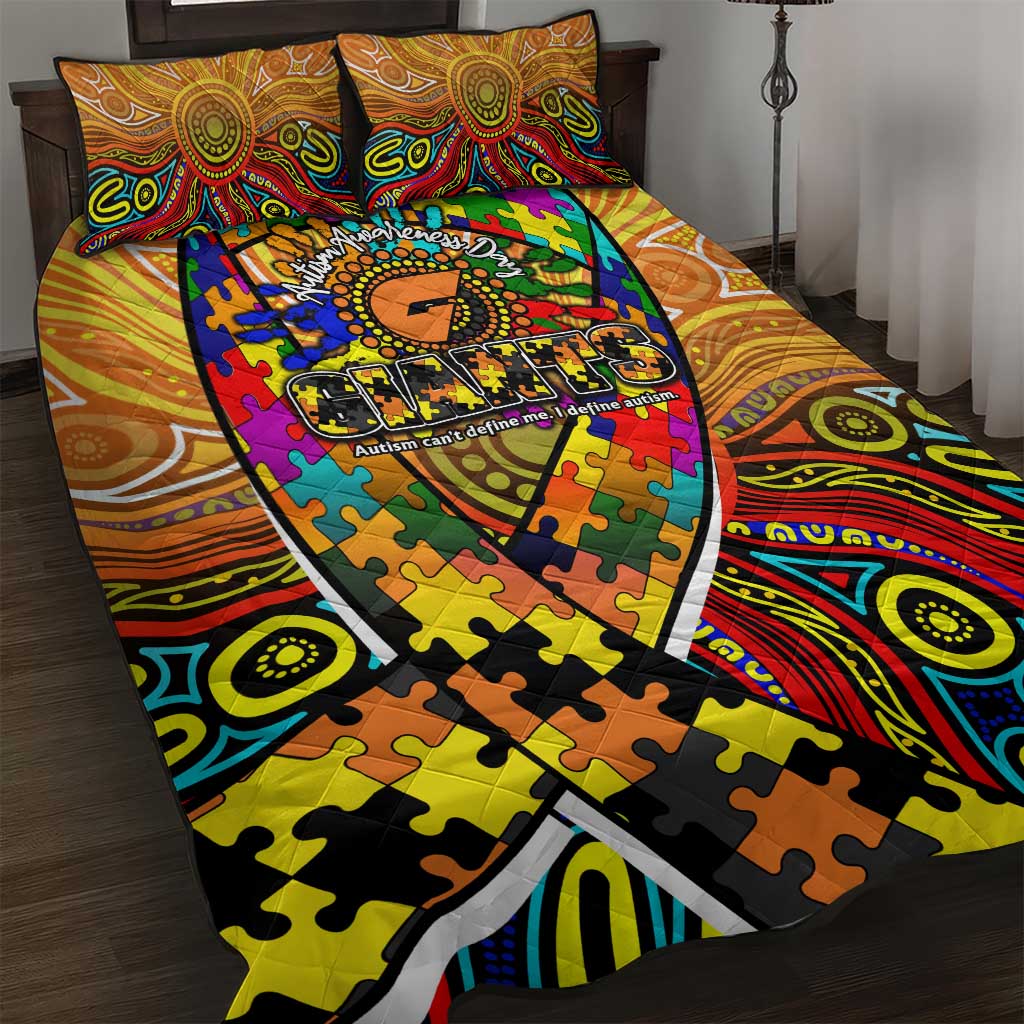 Autism Awareness Australia GWS Giants Quilt Bed Set Aboriginal Indigenous Art
