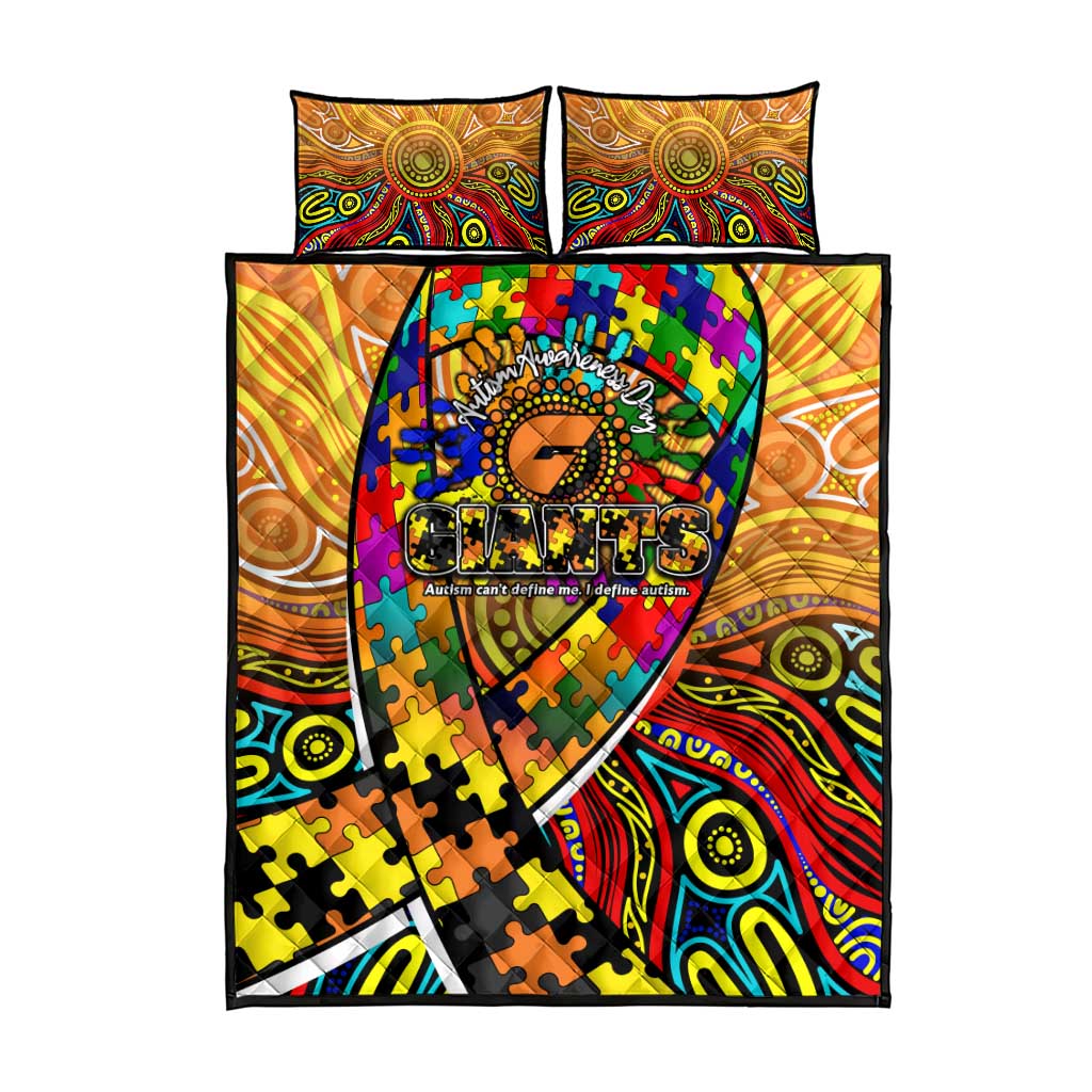 Autism Awareness Australia GWS Giants Quilt Bed Set Aboriginal Indigenous Art