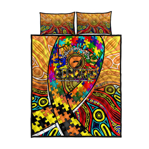 Autism Awareness Australia GWS Giants Quilt Bed Set Aboriginal Indigenous Art