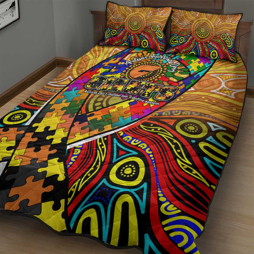 Autism Awareness Australia GWS Giants Quilt Bed Set Aboriginal Indigenous Art