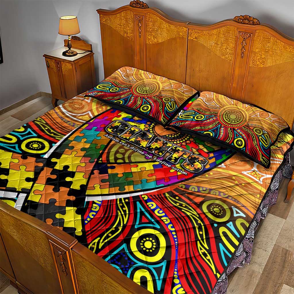 Autism Awareness Australia GWS Giants Quilt Bed Set Aboriginal Indigenous Art