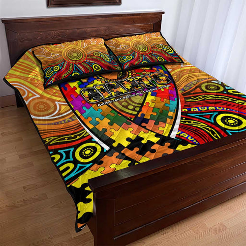 Autism Awareness Australia GWS Giants Quilt Bed Set Aboriginal Indigenous Art