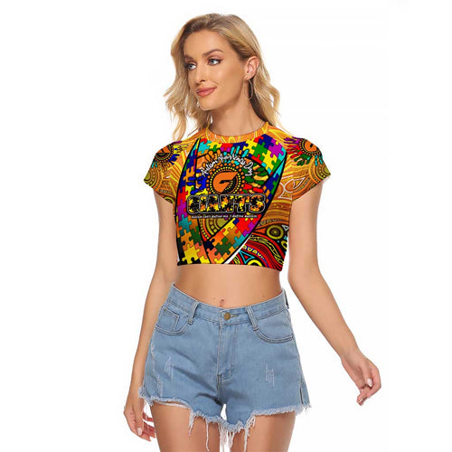 Autism Awareness Australia GWS Giants Raglan Cropped T Shirt Aboriginal Indigenous Art
