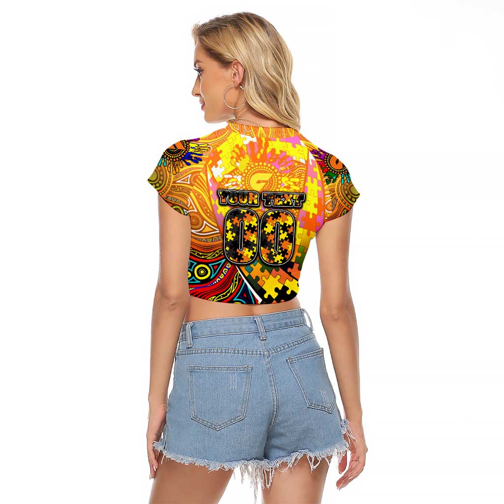 Autism Awareness Australia GWS Giants Raglan Cropped T Shirt Aboriginal Indigenous Art