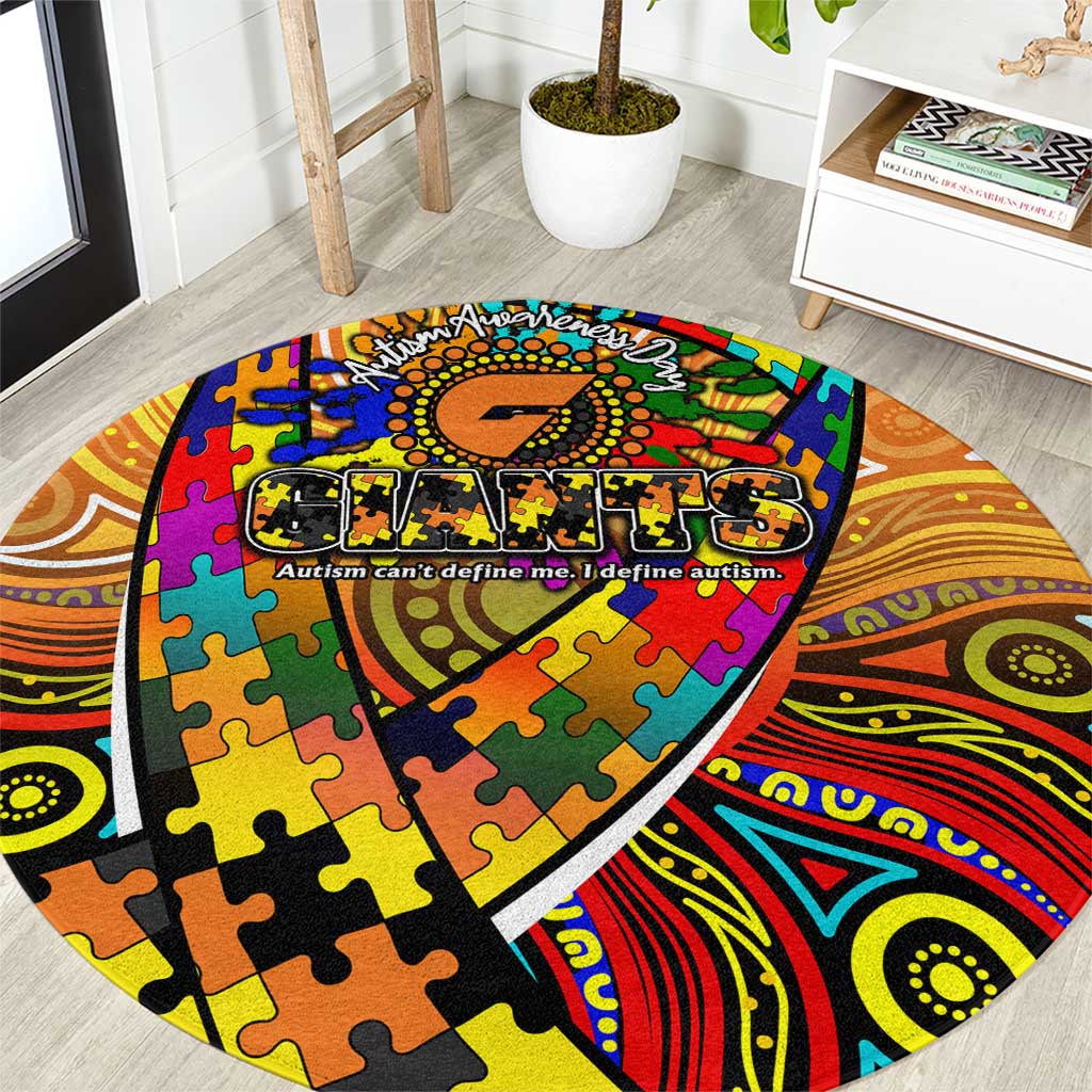 Autism Awareness Australia GWS Giants Round Carpet Aboriginal Indigenous Art