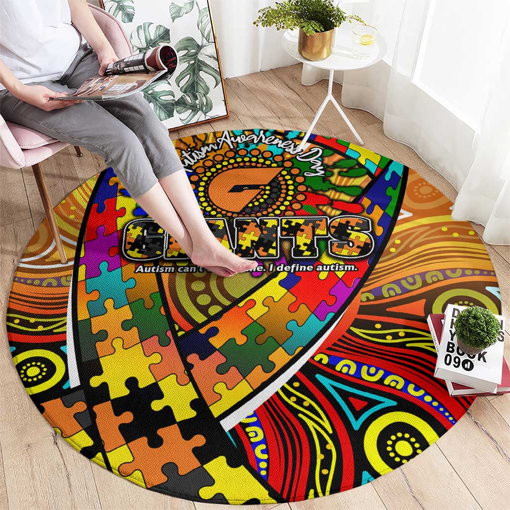 Autism Awareness Australia GWS Giants Round Carpet Aboriginal Indigenous Art