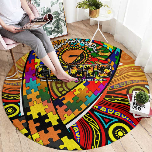 Autism Awareness Australia GWS Giants Round Carpet Aboriginal Indigenous Art