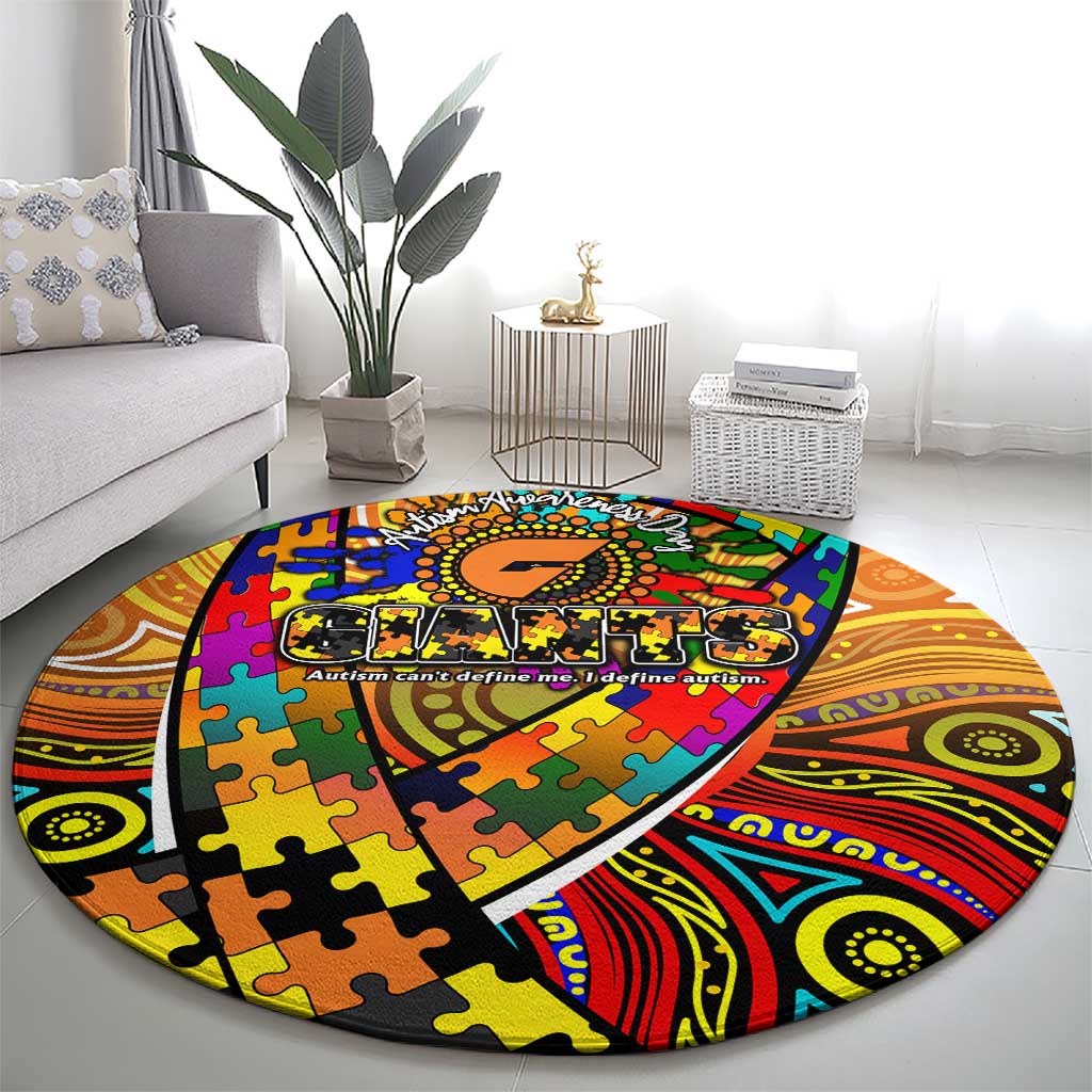 Autism Awareness Australia GWS Giants Round Carpet Aboriginal Indigenous Art