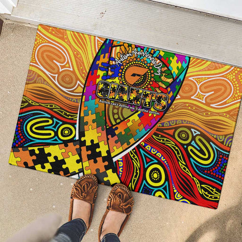 Autism Awareness Australia GWS Giants Rubber Doormat Aboriginal Indigenous Art