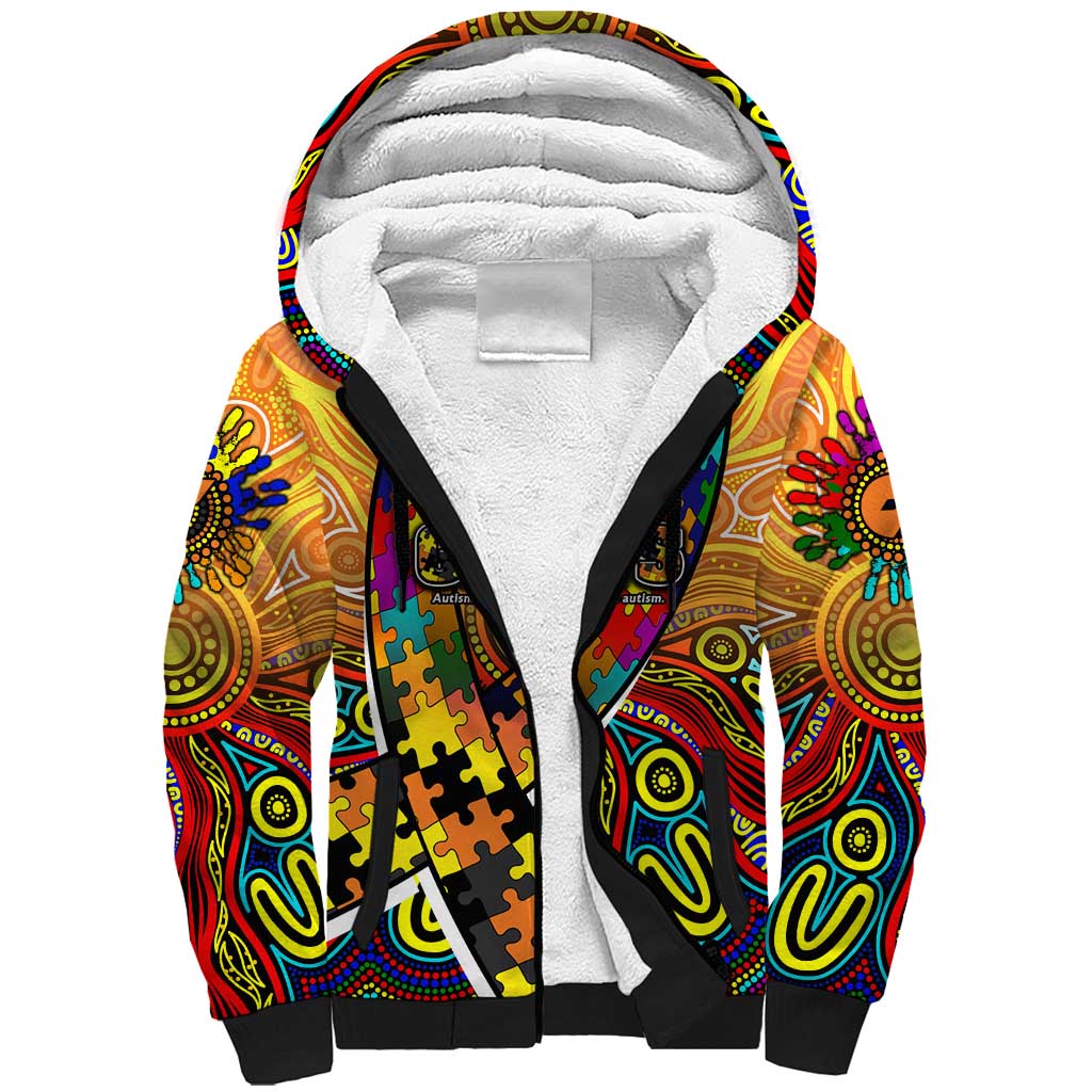 Autism Awareness Australia GWS Giants Sherpa Hoodie Aboriginal Indigenous Art