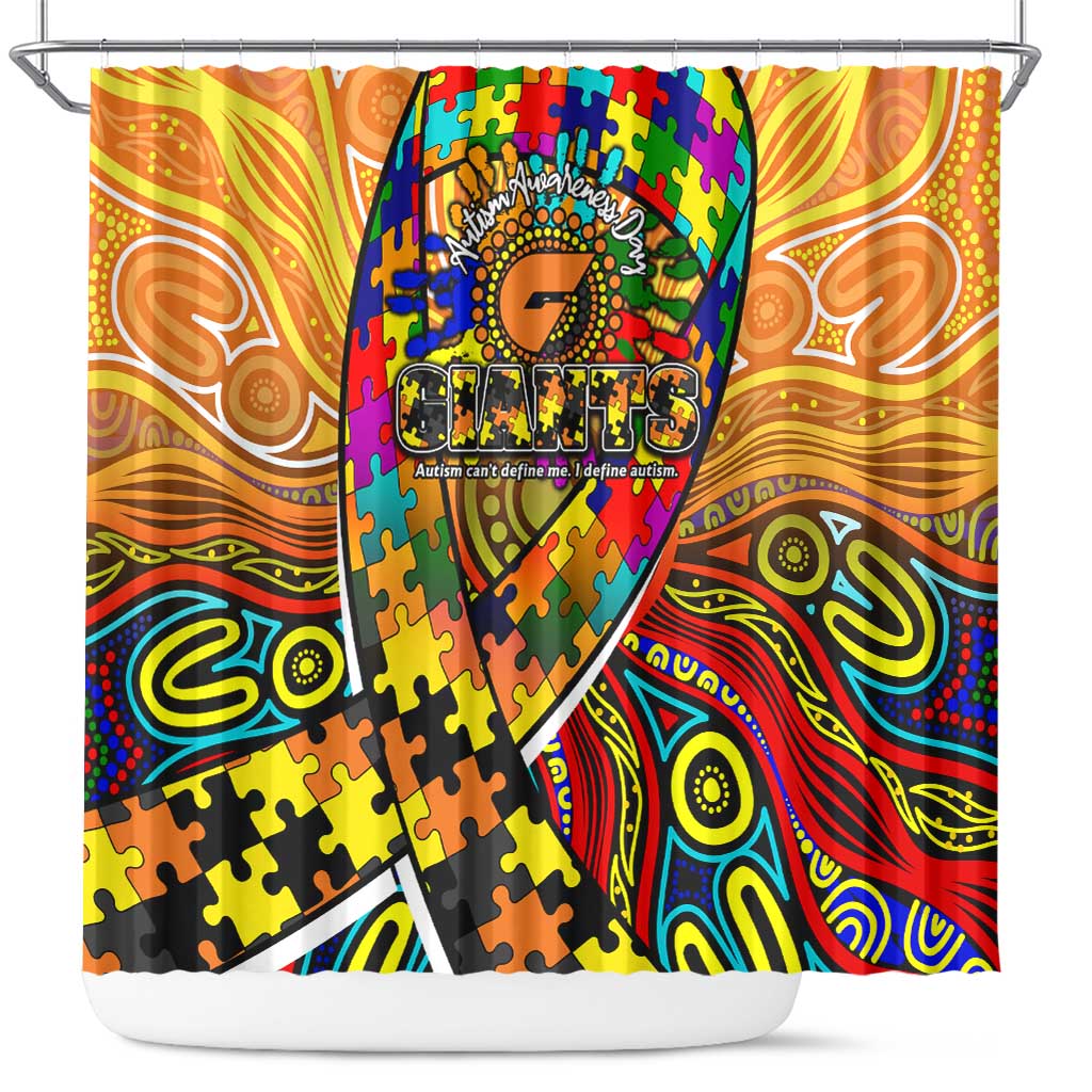 Autism Awareness Australia GWS Giants Shower Curtain Aboriginal Indigenous Art