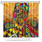 Autism Awareness Australia GWS Giants Shower Curtain Aboriginal Indigenous Art