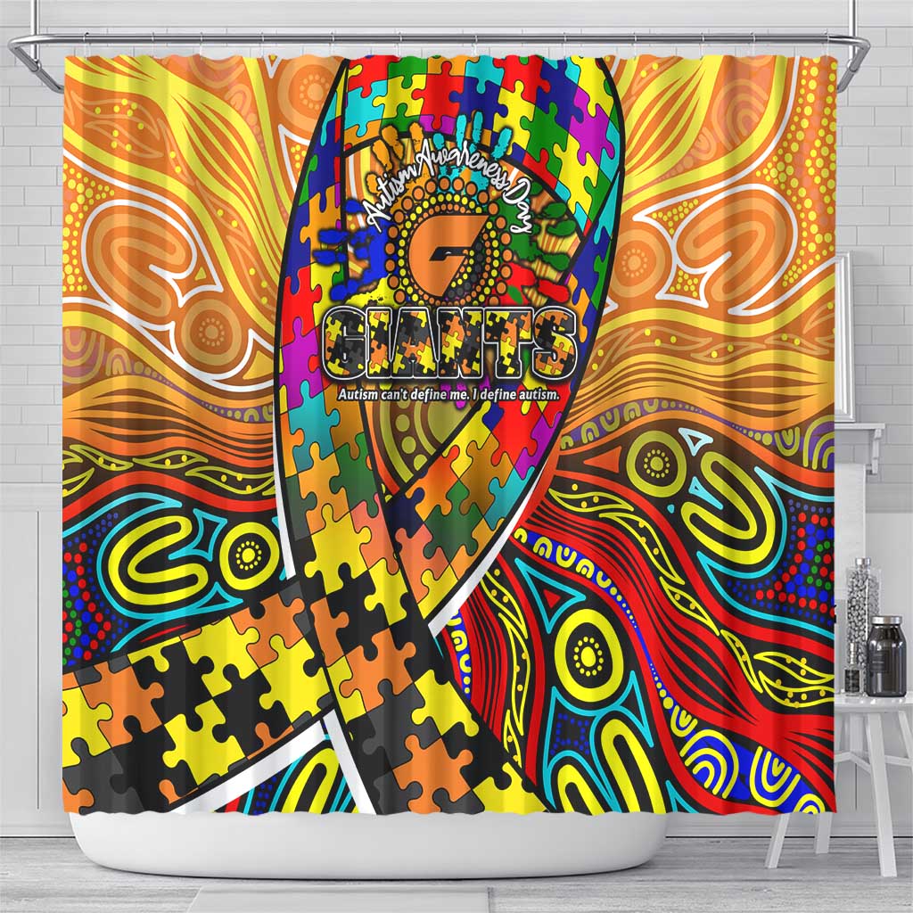 Autism Awareness Australia GWS Giants Shower Curtain Aboriginal Indigenous Art