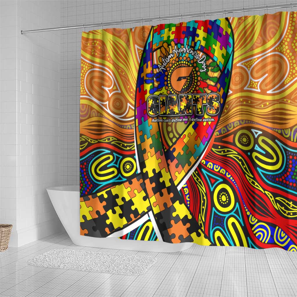 Autism Awareness Australia GWS Giants Shower Curtain Aboriginal Indigenous Art