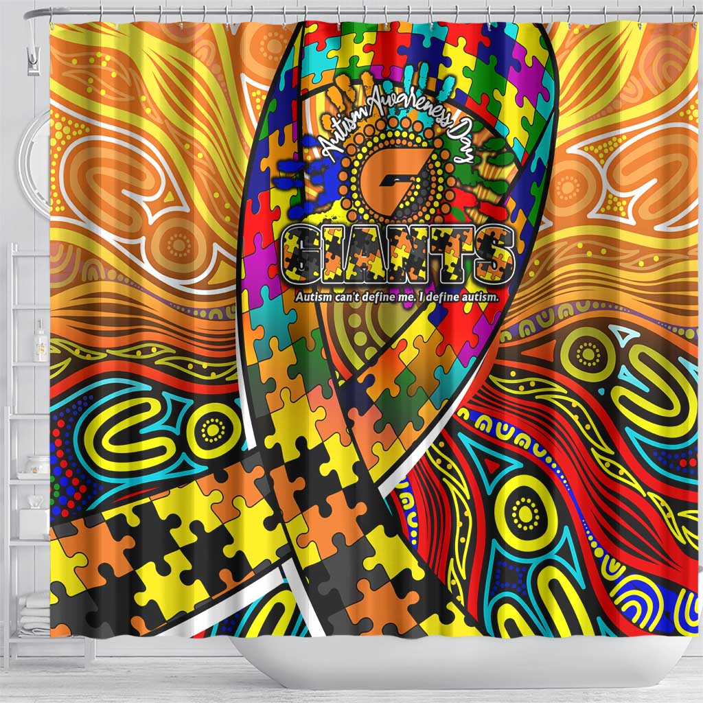 Autism Awareness Australia GWS Giants Shower Curtain Aboriginal Indigenous Art