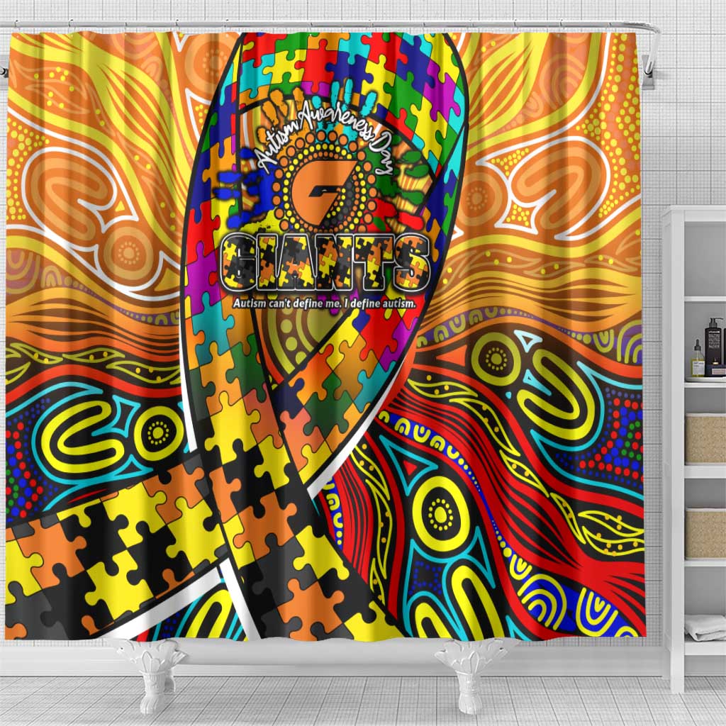 Autism Awareness Australia GWS Giants Shower Curtain Aboriginal Indigenous Art