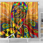 Autism Awareness Australia GWS Giants Shower Curtain Aboriginal Indigenous Art