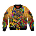 Autism Awareness Australia GWS Giants Sleeve Zip Bomber Jacket Aboriginal Indigenous Art