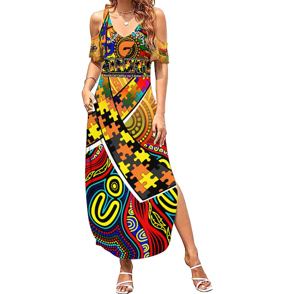Autism Awareness Australia GWS Giants Summer Maxi Dress Aboriginal Indigenous Art