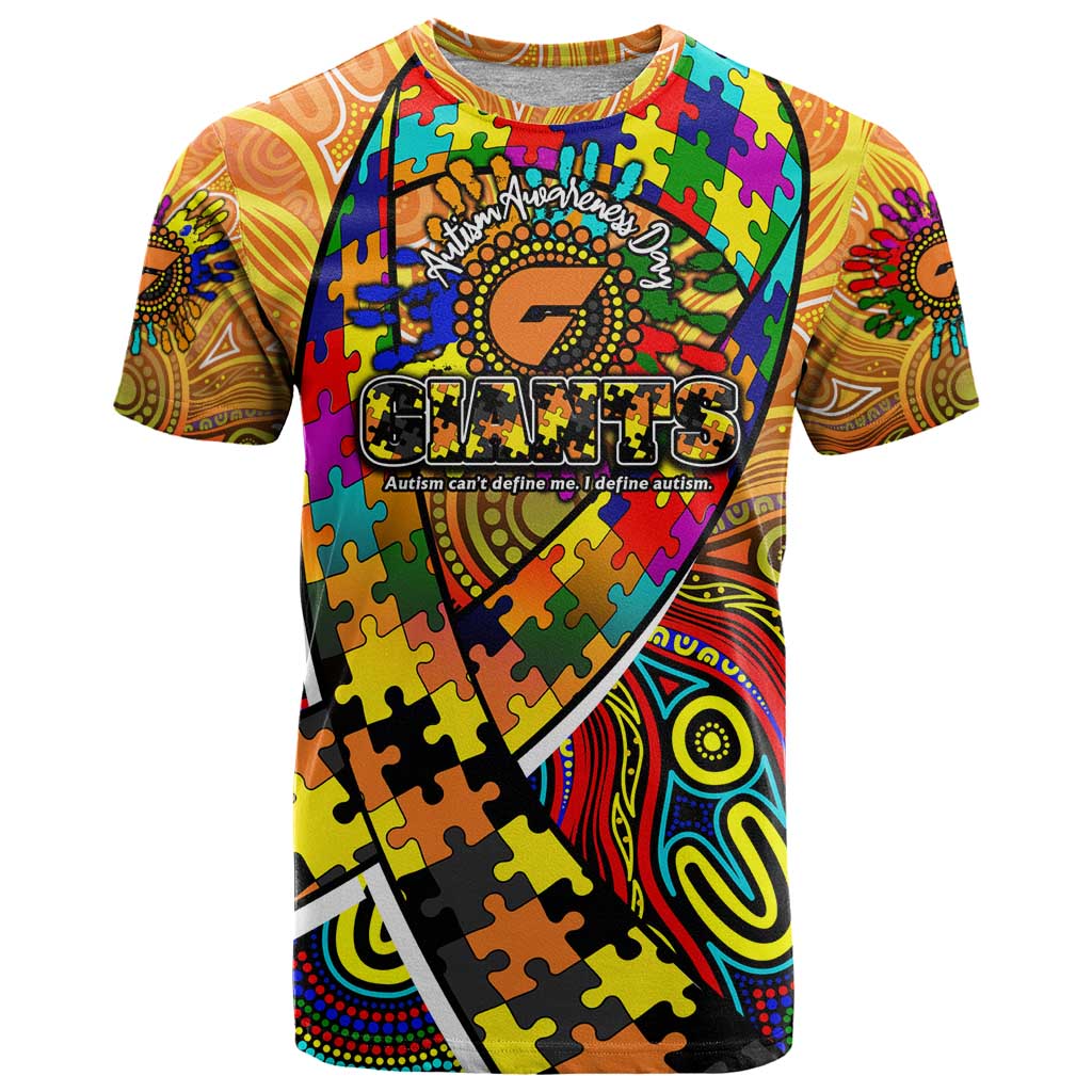 Autism Awareness Australia GWS Giants T Shirt Aboriginal Indigenous Art