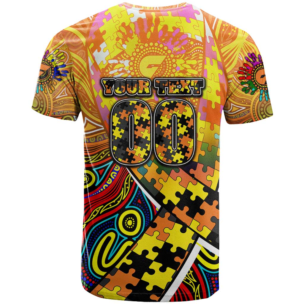 Autism Awareness Australia GWS Giants T Shirt Aboriginal Indigenous Art