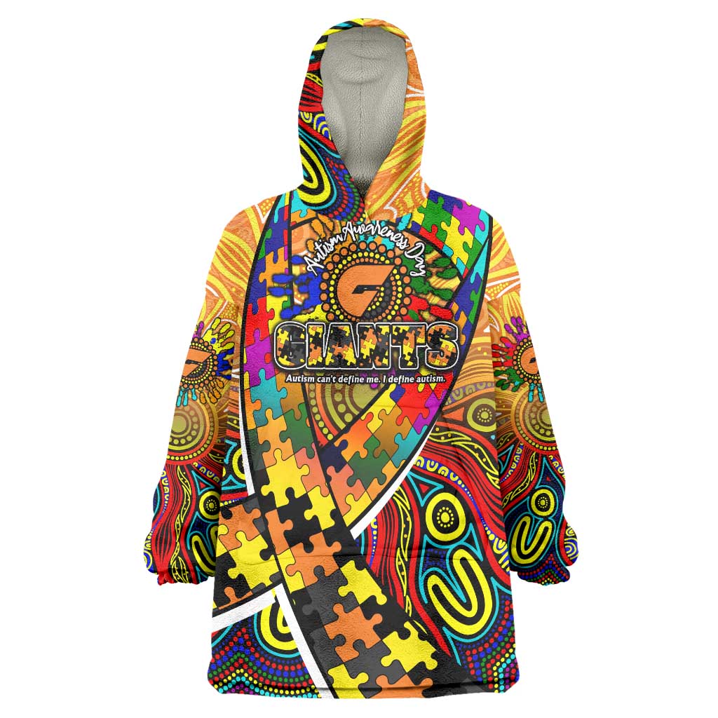 Autism Awareness Australia GWS Giants Wearable Blanket Hoodie Aboriginal Indigenous Art
