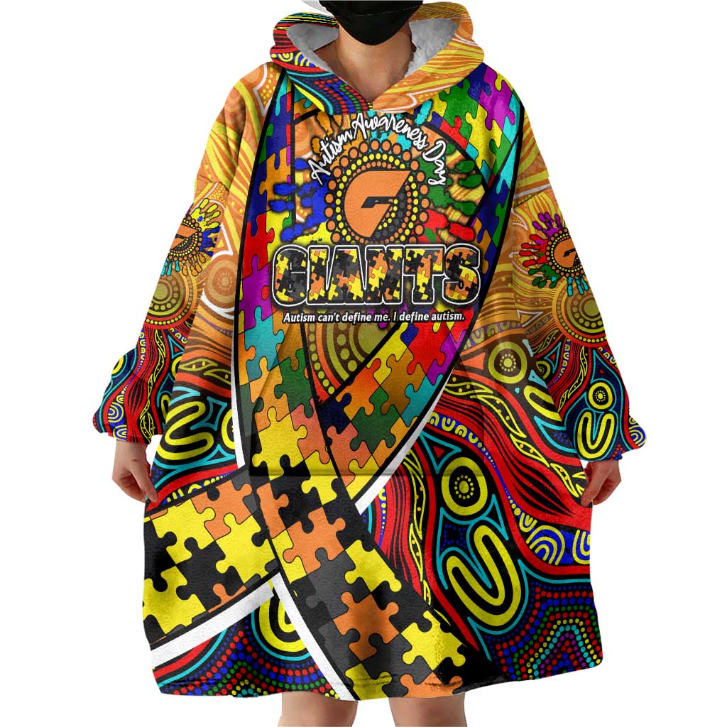 Autism Awareness Australia GWS Giants Wearable Blanket Hoodie Aboriginal Indigenous Art