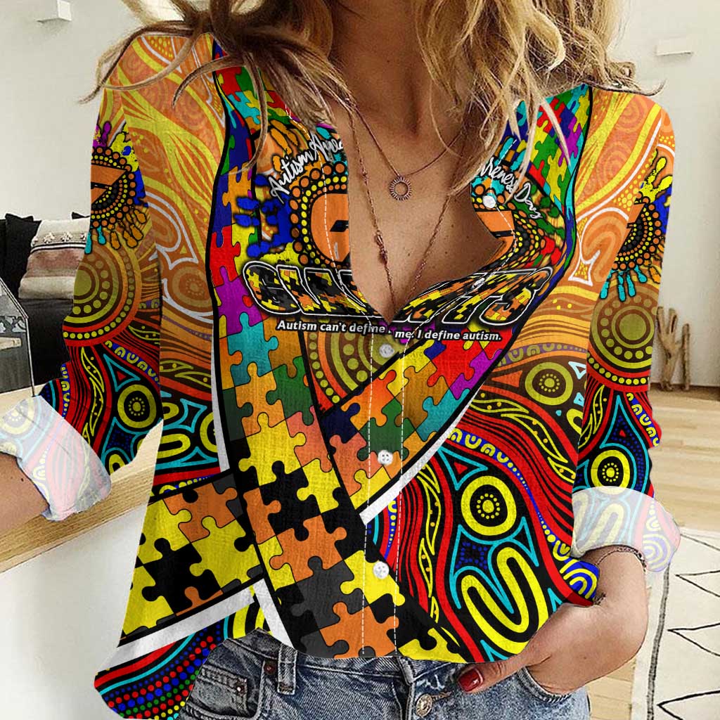 Autism Awareness Australia GWS Giants Women Casual Shirt Aboriginal Indigenous Art