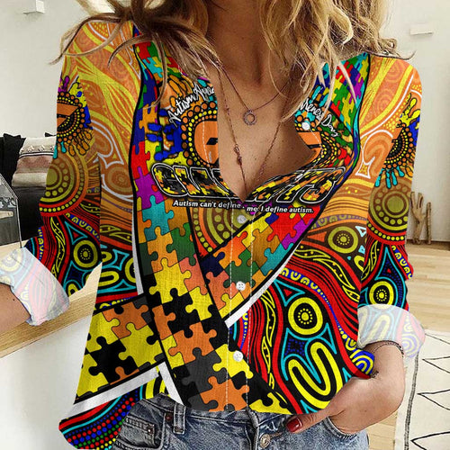 Autism Awareness Australia GWS Giants Women Casual Shirt Aboriginal Indigenous Art