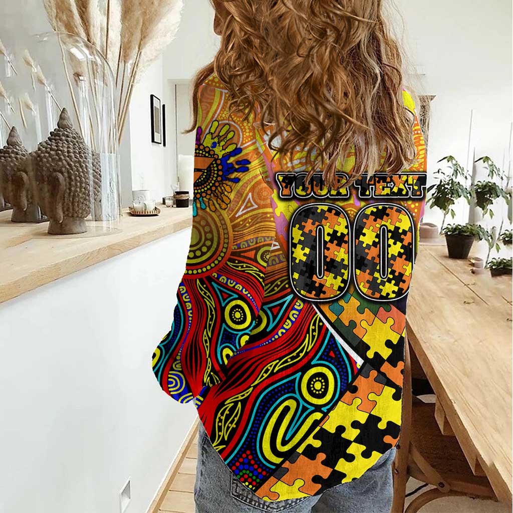 Autism Awareness Australia GWS Giants Women Casual Shirt Aboriginal Indigenous Art