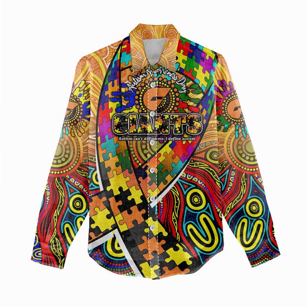 Autism Awareness Australia GWS Giants Women Casual Shirt Aboriginal Indigenous Art