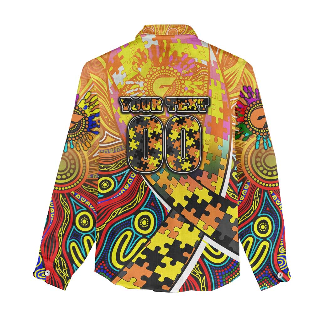 Autism Awareness Australia GWS Giants Women Casual Shirt Aboriginal Indigenous Art