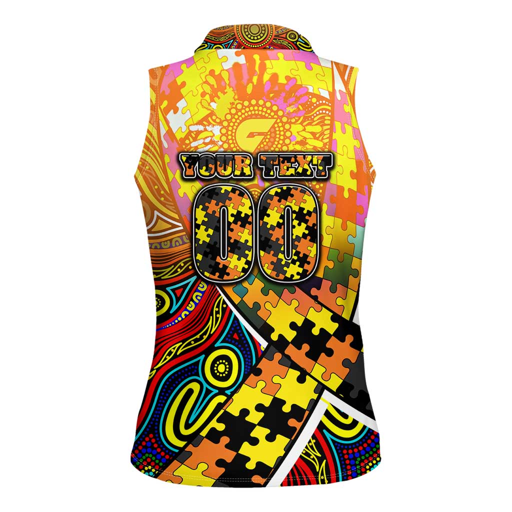 Autism Awareness Australia GWS Giants Women Sleeveless Polo Shirt Aboriginal Indigenous Art