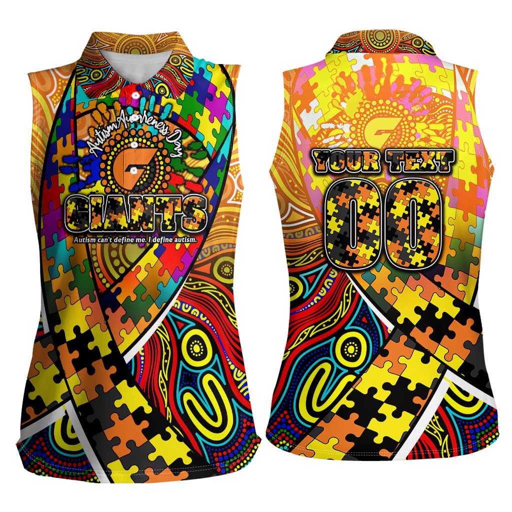 Autism Awareness Australia GWS Giants Women Sleeveless Polo Shirt Aboriginal Indigenous Art