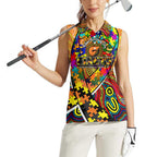 Autism Awareness Australia GWS Giants Women Sleeveless Polo Shirt Aboriginal Indigenous Art