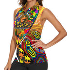 Autism Awareness Australia GWS Giants Women Sleeveless Polo Shirt Aboriginal Indigenous Art
