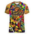 Autism Awareness Australia GWS Giants Women V-Neck T-Shirt Aboriginal Indigenous Art