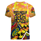 Autism Awareness Australia GWS Giants Women V-Neck T-Shirt Aboriginal Indigenous Art