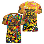 Autism Awareness Australia GWS Giants Women V-Neck T-Shirt Aboriginal Indigenous Art
