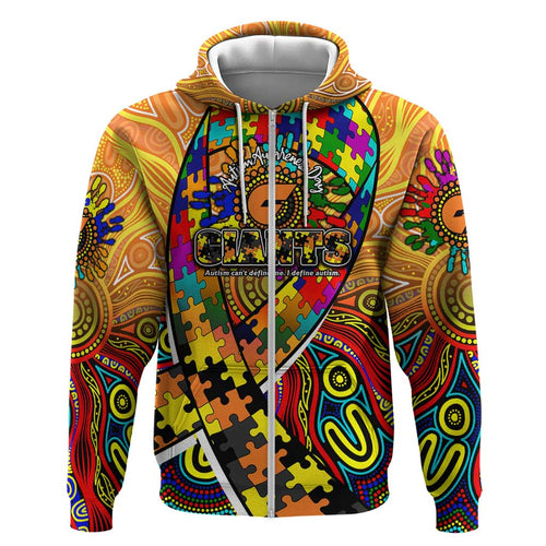 Autism Awareness Australia GWS Giants Zip Hoodie Aboriginal Indigenous Art