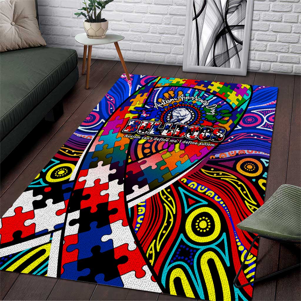 Autism Awareness Australia Western Bulldogs Area Rug Aboriginal Indigenous Art