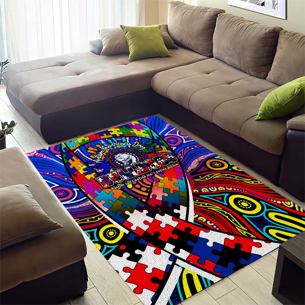 Autism Awareness Australia Western Bulldogs Area Rug Aboriginal Indigenous Art