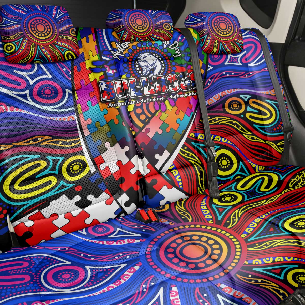 Autism Awareness Australia Western Bulldogs Back Car Seat Cover Aboriginal Indigenous Art
